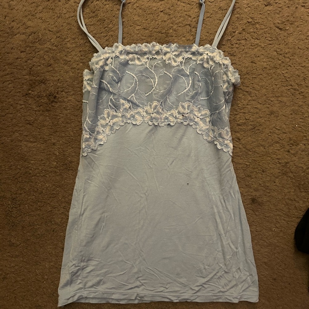 Felina Blue and White Lace Camisole